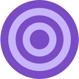 An icon of a purple bullseye target that represents advertising.